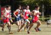 Union's Joel Wellum (right), Seth Covington (middle), and Zach Covington take the early lead at the start of the Union University Cross Country Invitational. - Photo by Steven Aldridge
