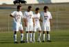 Union Chris Waugh (25), Nic DeSio (23), Rafael Carvalho (13), and Darlan Rocha (18) get lined up to face a free kick in Union's match versus Cumberland. - Photo by Steven Aldridge