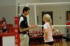Union Head Coach Steven Gream talks with setter Katie Adams. - Photo by Morris Abernathy