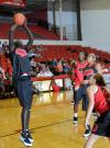 Sophomore Zeinab Chan takes a shot during Bulldog Madness. - Photo by Morris Abernathy