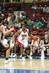 Brian Lake, sophomore, drives to the basket in a game versus Concordia (Calif.) University during the 2007 NAIA National Tournament held at Municipal Auditorium in Kansas City, Missouri. - Photo by Uncredited