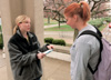 Union's Ashli Sutton surveys an Eastern Illinois University student during GO Illinois. - Photo by Justin Veneman