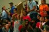 Students cheer and catch the pizzas that are thrown to them during bulldog madness. - Photo by Kristi McMurry