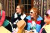 Art majors Paige Ward, junior, Lily Zophi, senior, and Rose Rogers, senior, enjoy the company of fellow art students at the annual art retreat.  Since the retreat fell on October 31 this year, a costume party took place.  - Photo by Kristi McMurry
