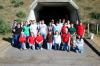 Participants in the community service project at the Pinson Mounds State Archaeological Park gather in front of the park museum shortly after their morning arrival.  The project was headed up by the history department. - Photo by Kristi McMurry