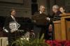 President Dockery honored Jackson Mayor Jerry Gist and Madison County Mayor Jimmy Harris with the Robert E. Craig Service Award during the fall commencement exercises at West Jackson Baptist Church.  - Photo by Beth Spain