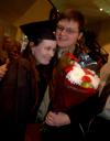 Heather Kapavik is greeted by her fiance Tyson Cadenhead after the fall commencement service. - Photo by Angela Abbamonte