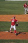 Senior pitcher James Brasfield throws to the plate. - Photo by Morris Abernathy