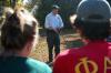 Pinson Mounds Park Ranger Wesley Williams talks about atlatl spear-throwing during an afternoon learning session.  History students and faculty were able to try this ancient technique.  - Photo by Kristi McMurry