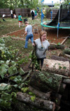 Kathleen Lokey, a freshman from Columbia, TN and eight other Union students assisted Jackson resident and Union alumnae Dianne Payne with the removal of downed trees in her yard. - Photo by Jim Veneman