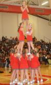 Union cheerleaders perform at halftime. - Photo by Morris Abernathy