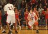 Senior guard Matt Neaville (24) dribbles around a screen in a game versus Freed-Hardeman (Tenn.) University. - Photo by Morris Abernathy