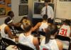 Union head coach Mark Campbell makes necessary adjustments during halftime of the Lady Bulldog's win over Freed-Hardeman (Tenn.) University. - Photo by Morris Abernathy