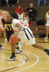 Freshman guard Lavanda Ross drives past a defender in the Lady Bulldog's 123-48 win over Blue Mountain (Miss.) College. - Photo by Morris Abernathy