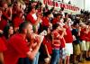 Fans cheer for Union at the TranSouth Conference Tournament Finals against Freed-Hardeman.  Students were instructed to wear red for a 'red out.' - Photo by Kristi McMurry