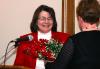Mary Ann Poe, social work chair, reacts to the news that she was named Altrusa International Club's Woman of the Year. - Photo by Kristi McMurry