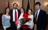Mary Ann Poe, social work chair, poses with her family after she has been named Altrusa International Club's Woman of the Year. - Photo by Kristi McMurry