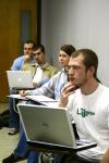 Mike Evans, junior Biblical studies major, listens intently in a history class. - Photo by Kristi McMurry