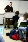 Keith Bates, assistant professor of history, teaches during the Spring 2009 semester. - Photo by Kristi McMurry