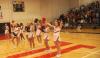 The cheerleaders lead Union fans in a cheer after the Bulldogs defeat Martin Methodist (Tenn.) College 75-68 in the semifinal round of the TranSouth Conference Tournament. - Photo by Morris Abernathy