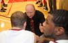 Union Head Coach Ralph Turner (center) instructs senior guard Matt Neaville (left) before tip off. - Photo by Morris Abernathy
