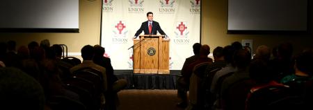 Southern Baptist Theological Seminary's Russell Moore gives an address entitled 'Of Sacraments and Sawdust: Toward the Future of Evangelical-Catholic Public Engagement' during the Making Men Moral conference.