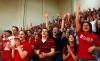 Fans cheer as the Union bulldogs win the TranSouth Conference Tournament Finals against Freed-Hardeman. - Photo by Kristi McMurry