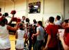 The Bulldogs pile into their cheering fans after winning the TranSouth Conference Tournament against Freed-Hardeman 105-78. - Photo by Kristi McMurry