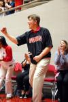 Honorary Coach Gary Grisham cheers from the sidelines as the Lady Bulldogs score in the 2009 NAIA championship. - Photo by Kristi McMurry
