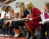Merideth Richardson Jacobs talks with assistant coach Katie Woodruff during the championship of the 2009 NAIA tournament. - Photo by Kristi McMurry