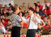Coach Mark Campbell and the ref work through some issues during the NAIA national championship game. - Photo by Morris Abernathy