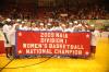 Union holds championship banner after hard faught victory over Lambuth.  Union claims 2009 NAIA Women's Basketball National Title. - Photo by Morris Abernathy