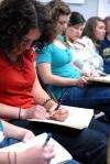 Rebekah Frost sketches ideas during Mark Shapiro's two-day ceramics workshop. - Photo by Kristi McMurry