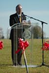 President Dockery gives closing remarks after the groundbreaking ceremony for the new academic building for the School of Pharmacy. - Photo by Beth Spain