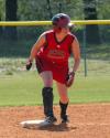 Michelle Albonetti gets set to lead from second as the pitch is made to the plate. - Photo by Steven Aldridge