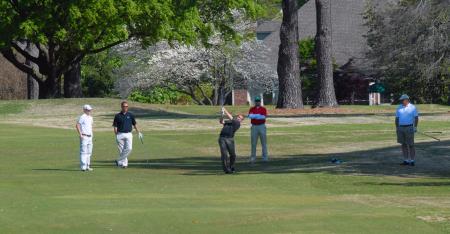 The Horne, LLP team makes their way down the fairway during Union's first Roy L. White Golf & Gala golf tournament.