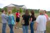 Haley Gallagher, sophomore business administration major, gives prospective students and their family members a tour of the campus during a preview day.  - Photo by Kristi McMurry
