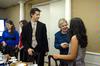 First Lady Lanese Dockery introduces herself to students attending the 2009 Etiquette Luncheon.  Dockery and her co-host, Sherry Tignor, teach proper interview etiquette at this annual event. - Photo by Kristi McMurry