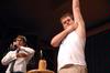 Focus leaders put on a humorous skit for the incoming freshmen during new student orientation. - Photo by Kristi McMurry