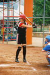 Allison Shein, left fielder from Lighthouse Point, Fla. at the 2003 NAIA Softball World Series in Decatur, Ala. versus the University of Mary.
 - Photo by Steven Aldridge