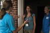 Jill Brown, senior French major, speaks with Sara Byars, freshman nursing major from Dyersburg, Tenn., and her mother LaDon about life at Union. - Photo by Sarah Palmer