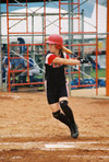 Allison Shein, left fielder from Lighthouse Point, Fla. at the 2003 NAIA Softball World Series in Decatur, Ala. versus the University of Mary. - Photo by Steven Aldridge