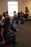 Hailey Gallagher, junior marketing major, welcomes her Focus Group to Union. - Photo by Sarah Palmer