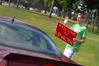Luke Allison, sophomore mathematics major, directs incoming freshmen into Union on freshman move-in day. - Photo by Kristi McMurry