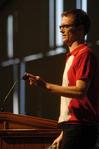 Greg Thornbury, dean of the school of Christian studies, speaks to parents and students at the new student worship service during orientation. - Photo by Sarah Palmer
