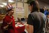 Hannah Marsh, sophomore education major, speaks with Freshman Betsy Olsen about STEA Voter Registration at the organization fair. - Photo by Sarah Palmer