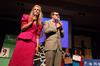 The hosts of the SAC Game Show look for contestants in the audience. This annual game show is a way for freshmen to win prizes and have fun. - Photo by Kristi McMurry