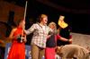 One of the freshman winners celebrates at the SAC game show. This annual game show is a way for freshmen to win prizes and have fun. - Photo by Kristi McMurry