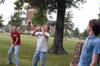 James Jones, junior engineering major, hits the ball during a fun volleyball game after a departmental meal. - Photo by Kristi McMurry