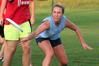 Rebecca Johnson, sophomore nursing major, tosses the frisbee to a teammate as women's ultimate frisbee intramurals kicks off. - Photo by Kristi McMurry